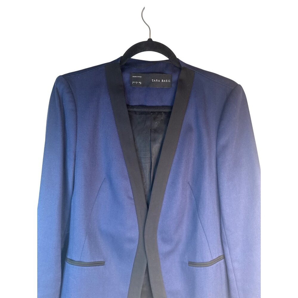 Zara Basic Navy Blue Large Open-Front Blazer With… - image 4